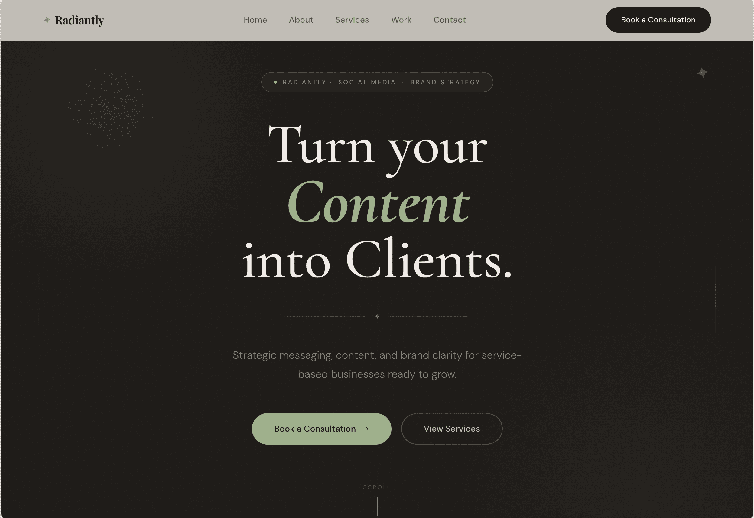 Radiantly website screenshot