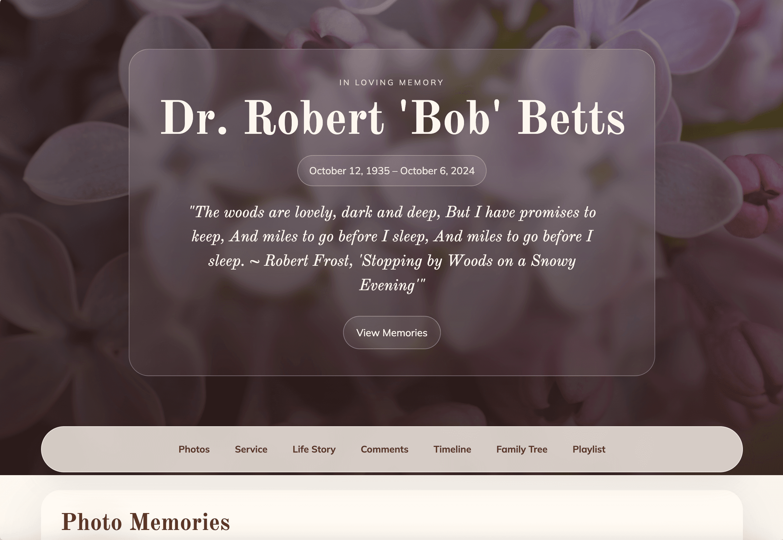 Remember Our Lives website screenshot